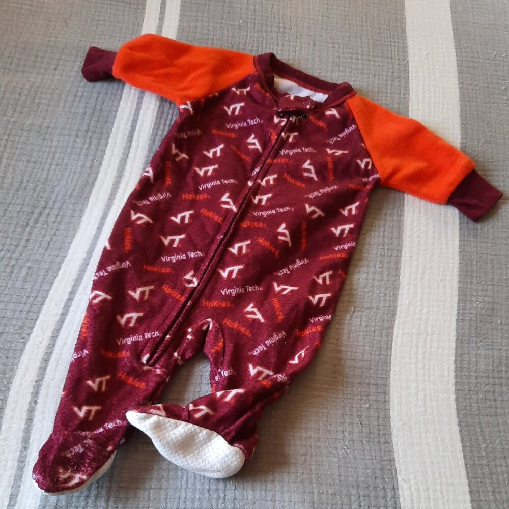 VT Virginia Tech Baby Fleece Footie Pajama - Burgundy, Size 3-6 Months